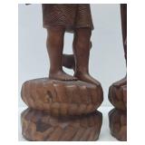 Pair of LARGE & Wonderful Filipino Hand Carved Wood Figures - Igorot Hunter & Tribeswoman - Approx 30"