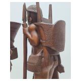 Pair of LARGE & Wonderful Filipino Hand Carved Wood Figures - Igorot Hunter & Tribeswoman - Approx 30"