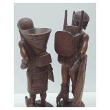 Pair of LARGE & Wonderful Filipino Hand Carved Wood Figures - Igorot Hunter & Tribeswoman - Approx 30"
