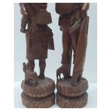 Pair of LARGE & Wonderful Filipino Hand Carved Wood Figures - Igorot Hunter & Tribeswoman - Approx 30"