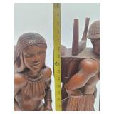 Pair of LARGE & Wonderful Filipino Hand Carved Wood Figures - Igorot Hunter & Tribeswoman - Approx 30"