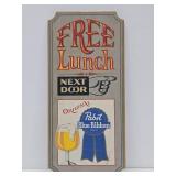 Vintage Wooden PABST Beer Sign - "Free Lunch Next Door"