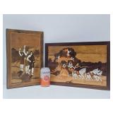 2 Vintage Inlaid India Wood Artworks