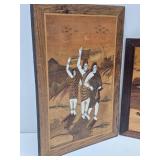 2 Vintage Inlaid India Wood Artworks