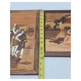 2 Vintage Inlaid India Wood Artworks