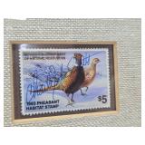Framed Signed Numbered Daniel Smith Pheasant Print w/ 1/2"oz .999 Pure Silver Coin