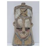 Vintage Carved Wood & Metal African Tribal Mask