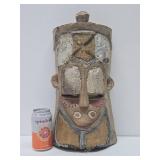 Vintage Carved Wood & Metal African Tribal Mask