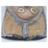 Vintage Carved Wood & Metal African Tribal Mask