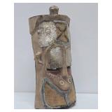 Vintage Carved Wood & Metal African Tribal Mask