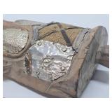 Vintage Carved Wood & Metal African Tribal Mask