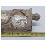 Vintage Carved Wood & Metal African Tribal Mask