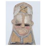 Vintage Carved Wood & Metal African Tribal Mask