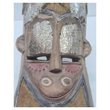 Vintage Carved Wood & Metal African Tribal Mask