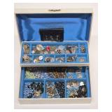 Vintage Jewelry Box Full of Cristian Jewelry Crosses etc - Including Sterling Silver