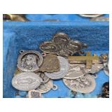 Vintage Jewelry Box Full of Cristian Jewelry Crosses etc - Including Sterling Silver