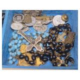 Vintage Jewelry Box Full of Cristian Jewelry Crosses etc - Including Sterling Silver