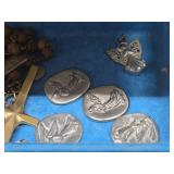 Vintage Jewelry Box Full of Cristian Jewelry Crosses etc - Including Sterling Silver