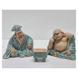 Vintage Porcelain Buddha & Old Wiseman Figurines