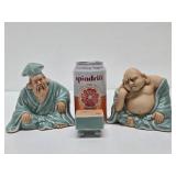 Vintage Porcelain Buddha & Old Wiseman Figurines