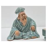 Vintage Porcelain Buddha & Old Wiseman Figurines