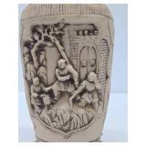 Vintage Oriental Relief Vase - 10"