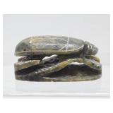 Vintage Hand Carved Green Hardstone Carved Scarab