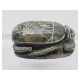 Vintage Hand Carved Green Hardstone Carved Scarab