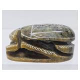 Vintage Hand Carved Green Hardstone Carved Scarab