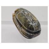 Vintage Hand Carved Green Hardstone Carved Scarab