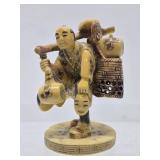 Signed Vintage Japanese Faux Ivory Figure - 3.75"