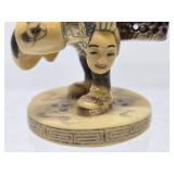 Signed Vintage Japanese Faux Ivory Figure - 3.75"
