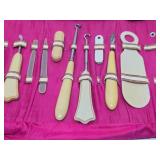 Antique Celluloid Vanity Set w/Original Leather Case