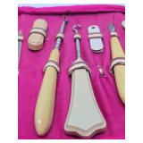 Antique Celluloid Vanity Set w/Original Leather Case