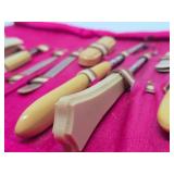 Antique Celluloid Vanity Set w/Original Leather Case