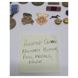 Group of Vintage Military Insignia Buttons etc