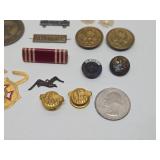 Group of Vintage Military Insignia Buttons etc
