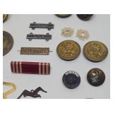 Group of Vintage Military Insignia Buttons etc
