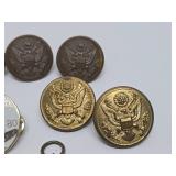 Group of Vintage Military Insignia Buttons etc