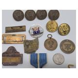 Group of Vintage Military Insignia Buttons etc
