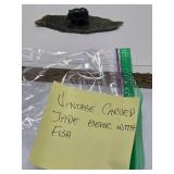 Small Signed Carved Jade Bear w/Fish