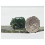 Small Signed Carved Jade Bear w/Fish