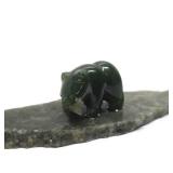 Small Signed Carved Jade Bear w/Fish