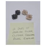 2 Sets of Genuine Freshwater Pearl & Sterling Silver Earrings