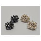 2 Sets of Genuine Freshwater Pearl & Sterling Silver Earrings