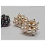 2 Sets of Genuine Freshwater Pearl & Sterling Silver Earrings