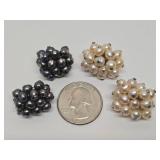 2 Sets of Genuine Freshwater Pearl & Sterling Silver Earrings