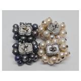 2 Sets of Genuine Freshwater Pearl & Sterling Silver Earrings