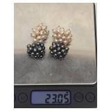 2 Sets of Genuine Freshwater Pearl & Sterling Silver Earrings