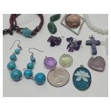 Nice Group of Assorted Gemstone Jewelry & Loose Stones